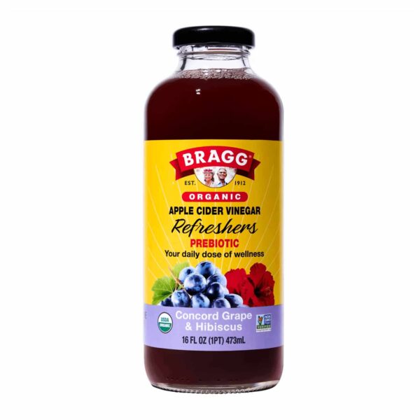 Bragg Organic Apple Cider Vinegar Refresher, Concord Grape & Hibiscus, 16 fl oz