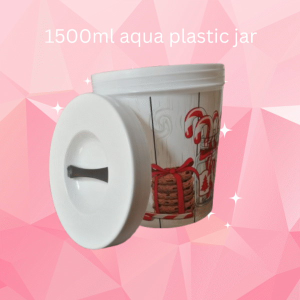 1500ml Clear Aqua Plastic Jar with Wide Mouth for Water Storage - PET Material - Image 2